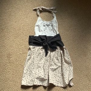 Feminine vintage style polka dot sash apron with bows